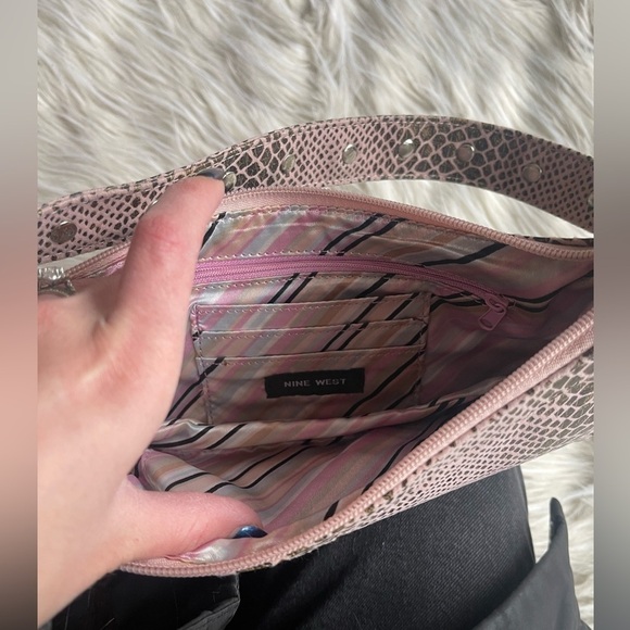 Nine West Women’s Pink and Brown Snake Skin Patterned Shoulder Bag - Picture 5 of 6